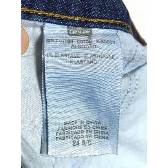 Levis Bootcut 590 Jeans Women 24S Flap Pockets Classic Western 25x28.5 Dark Wash - Picture 7 of 8